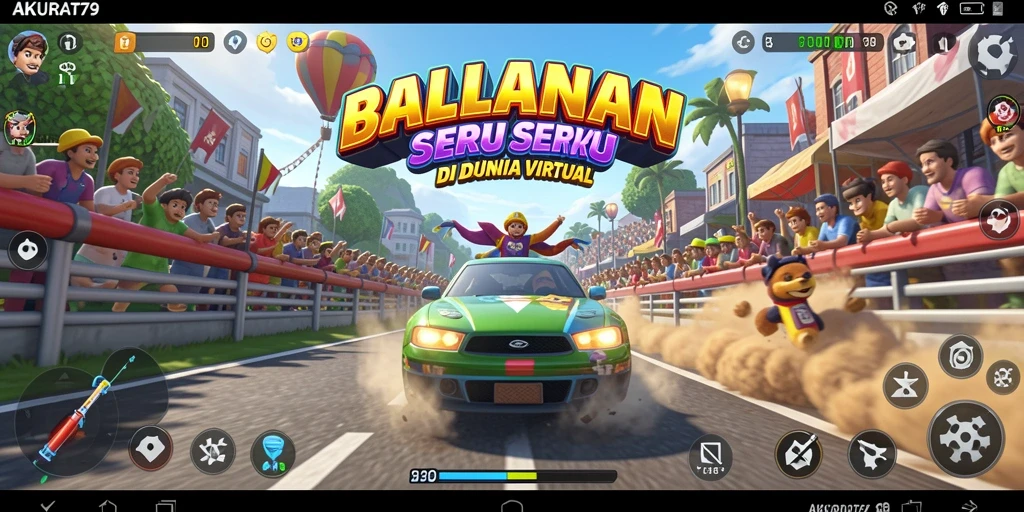 Gameplay seru AKURAT79 dengan mobil balap yang melaju cepat.
