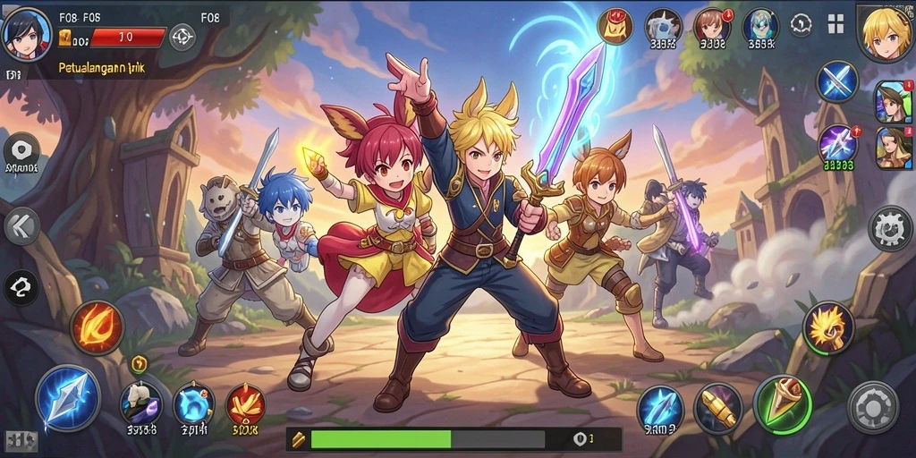 Screenshot F08 menampilkan aksi pertarungan yang mendebarkan di dunia Anime.