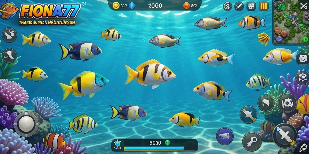 Tampilan gameplay FIONA77 yang seru menembak ikan.