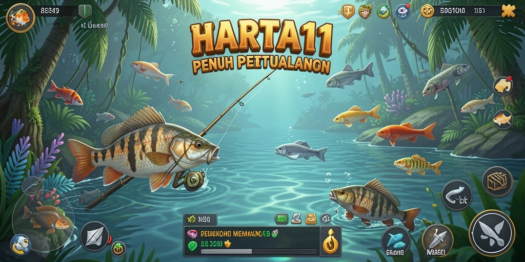 Screenshot HARTA11 menampilkan gameplay memancing yang seru dan menantang.