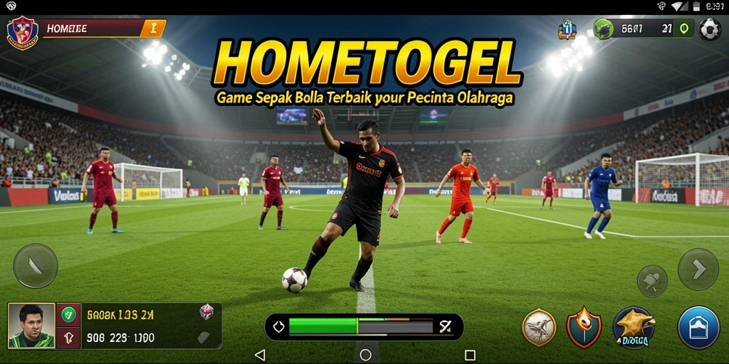 Tampilan gameplay HOMETOGEL yang menarik dalam pertandingan sepak bola.