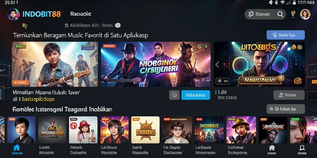Screenshot gameplay INDOBIT88 menampilkan pengguna yang sedang menikmati musik.