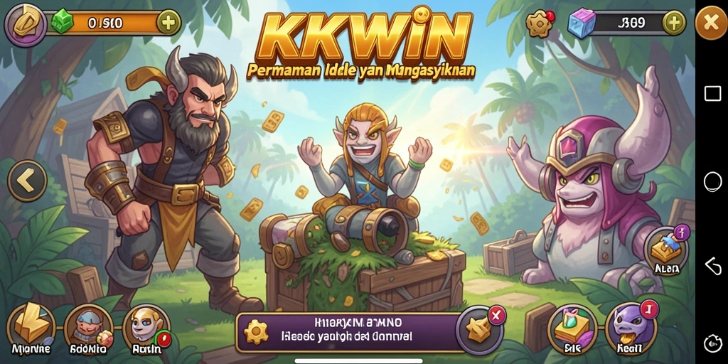 Tangkapan layar gameplay <strong>KKWIN</strong> menampilkan dunia Idle yang menarik dan interaktif.