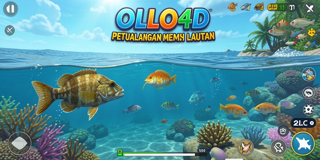 Tampilan gameplay OLLO4D yang menampilkan aksi memancing yang seru.