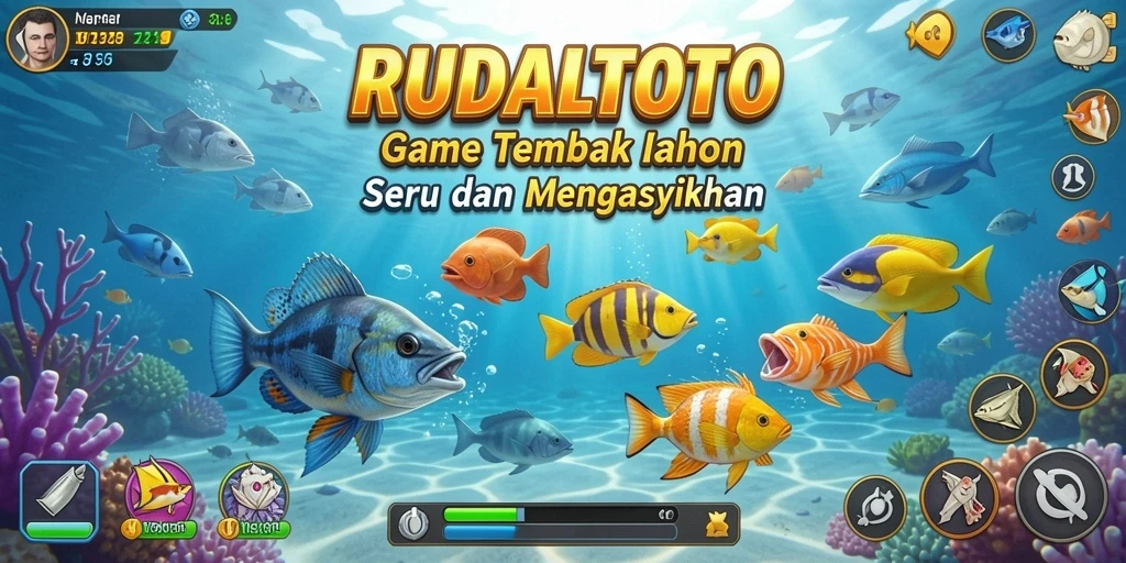 Screenshot gameplay RUDALTOTO menampilkan aksi menangkap ikan yang seru.