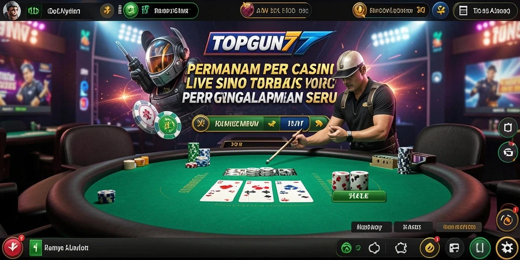 Tampilan gameplay mendebarkan di Live Casino TOPGUN77.