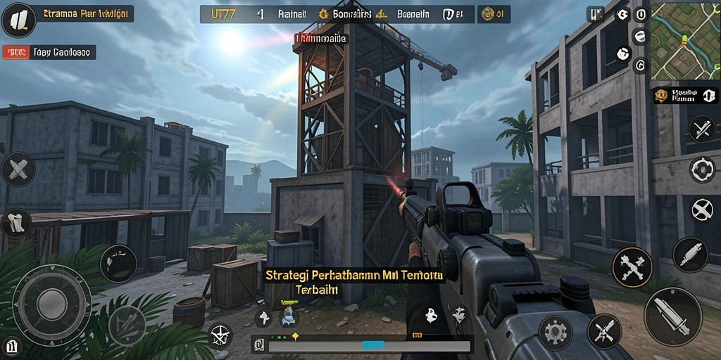 Tampilan gameplay UT77 yang menegangkan dengan menara strategi.